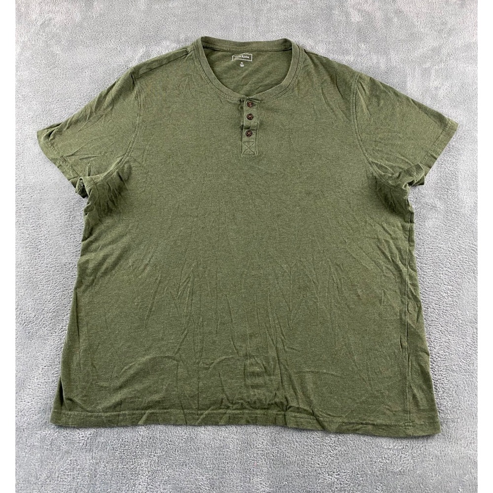 Club Room Mens XL Henley Shirt Olive Green Short Sleeve Cotton Casual Tee